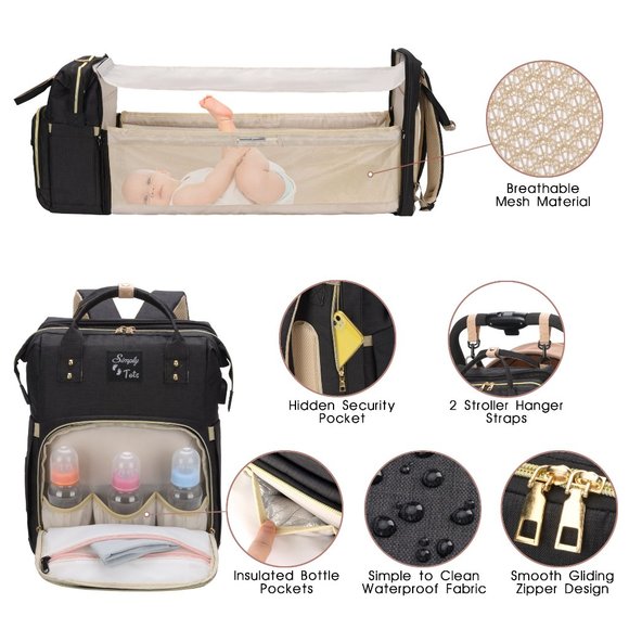 Baby Diaper Bag With Changing Station 3 in 1 diaper bag Backpack Large Capacity - Picture 2 of 11